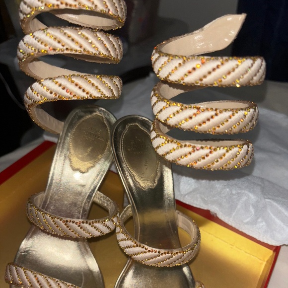Rene Caovilla gold cleo heels - Picture 7 of 7